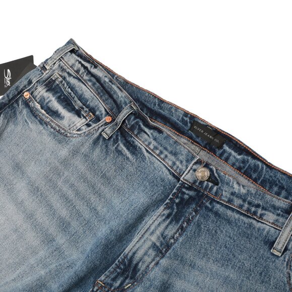 Silver 90s Boyfriend Jeans Hi Rise Straight Leg Blue Denim Distressed Selvedge N - Picture 12 of 13